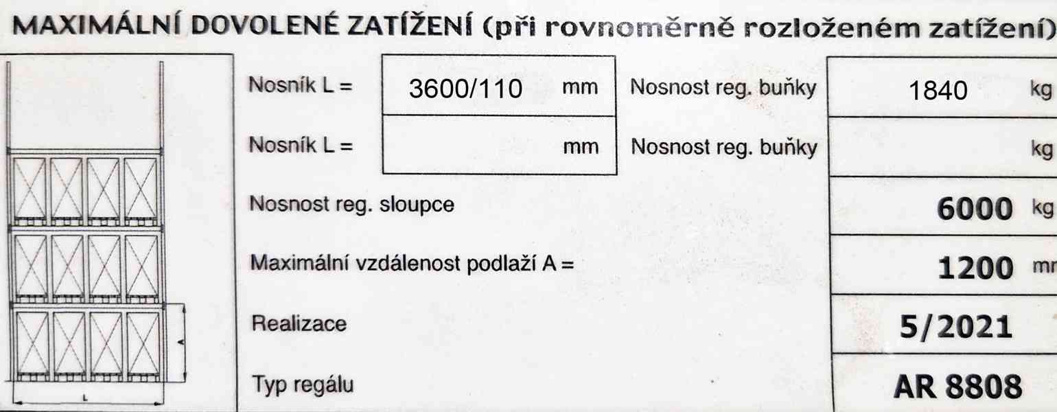 Paletové Regály AR Racking 3x patro Bazarové - foto 9