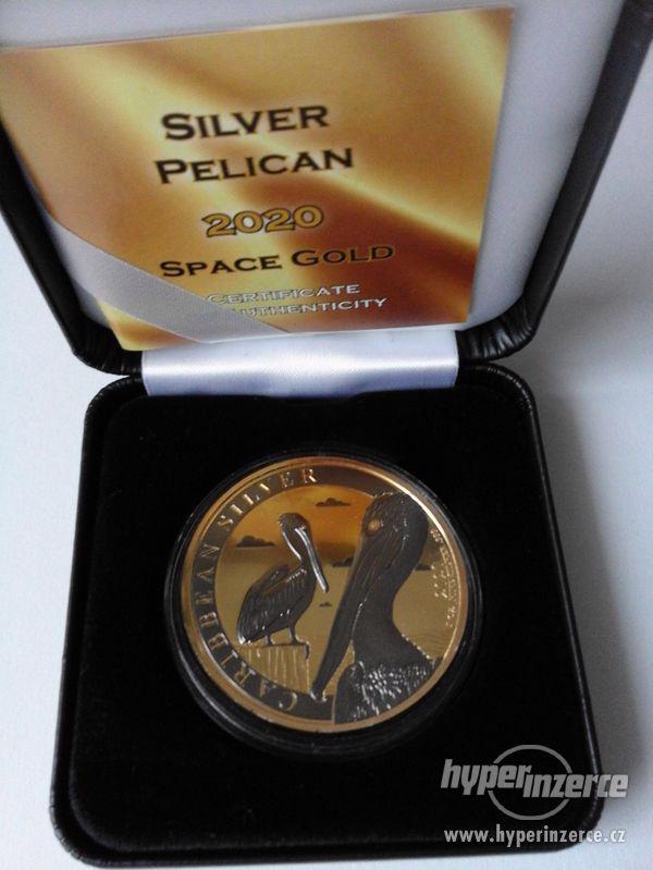 Stříbrná mince s kombinací černého ruthia a zlata - foto 1
