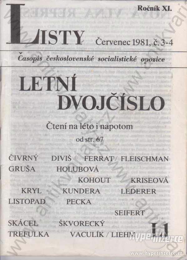Listy roč. XI. řídí Jiří Pelikán 1984 Časopis - foto 1