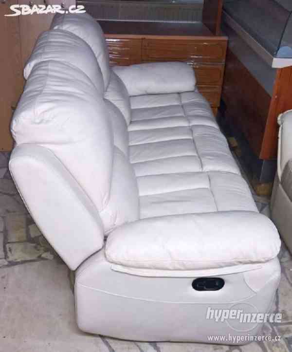 Pohovka, sedačka, relaxační, bílá kůže, pohodlná - foto 3