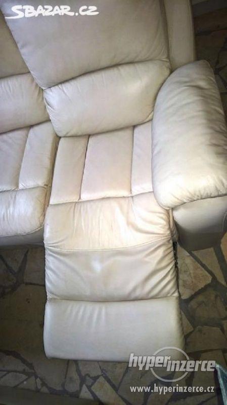 Pohovka, sedačka, relaxační, bílá kůže, pohodlná - foto 4