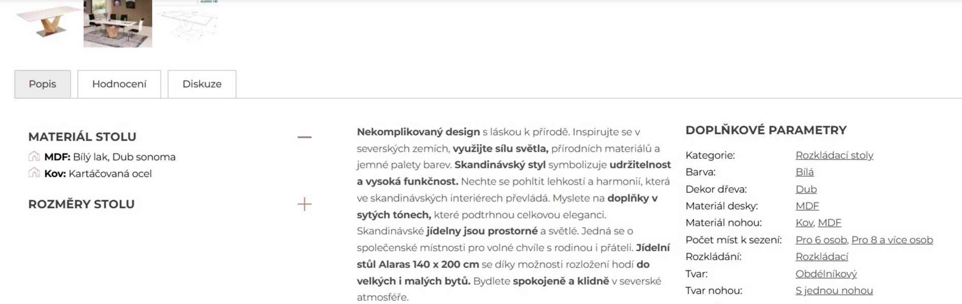 Jídelní stůl Scandishop Alaras 140 jako nový - foto 4