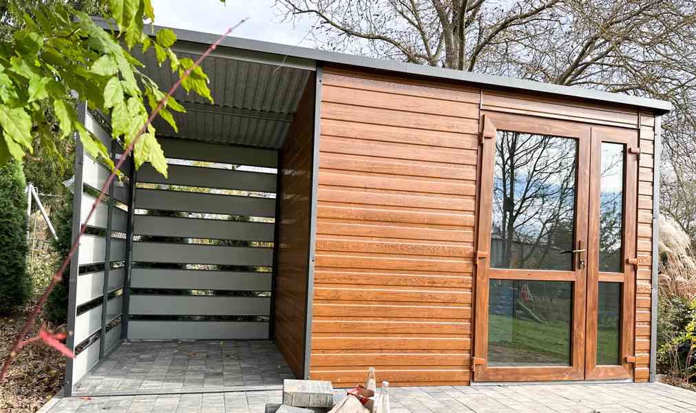 Zahradní domek 2,5x 2m + přístřešek 1,3m, spád dozadu TS511 - foto 3