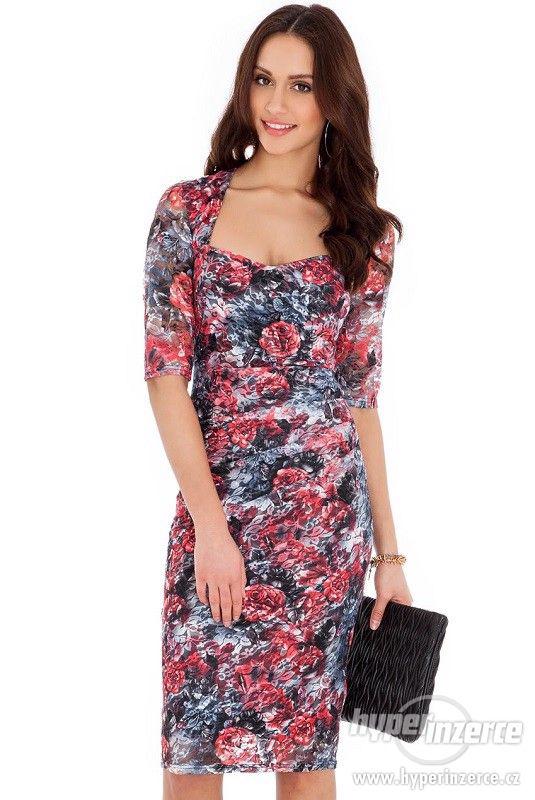Nové elegantné krajkové kvetinové midi šaty - foto 1