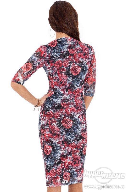 Nové elegantné krajkové kvetinové midi šaty - foto 2