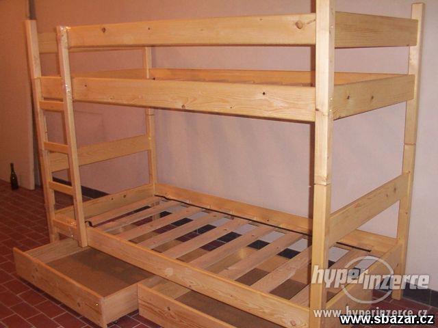 Nová masivní patrová postel - palanda, postel s matrací - foto 2