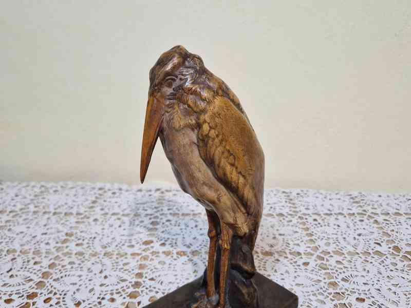 Krásná keramická plastika pták Marabu VDK Bechyně - foto 8