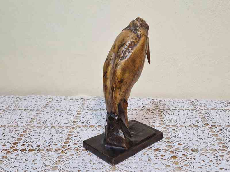 Krásná keramická plastika pták Marabu VDK Bechyně - foto 6