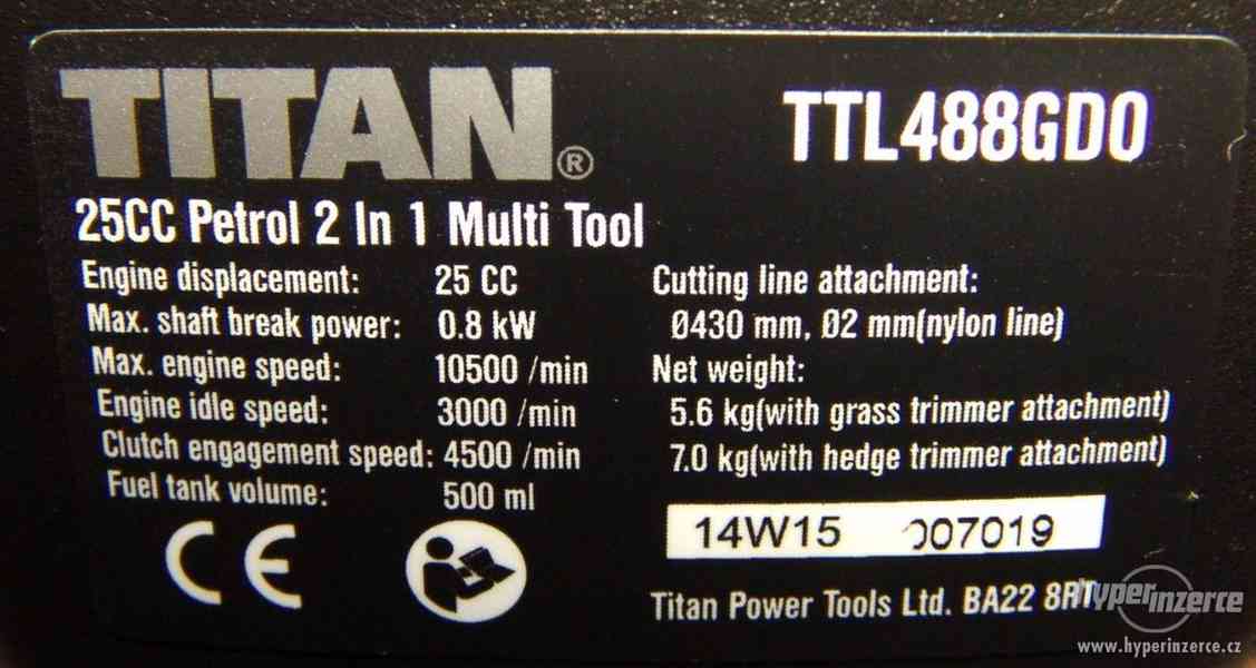 Titan TTL488GDO 25cc ohýbaná hřídelová benzina 2-v-1 trávník - foto 7