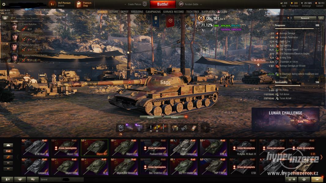 WOT UCET-Obj. 907, FIALOVE STATISTIKY - foto 1