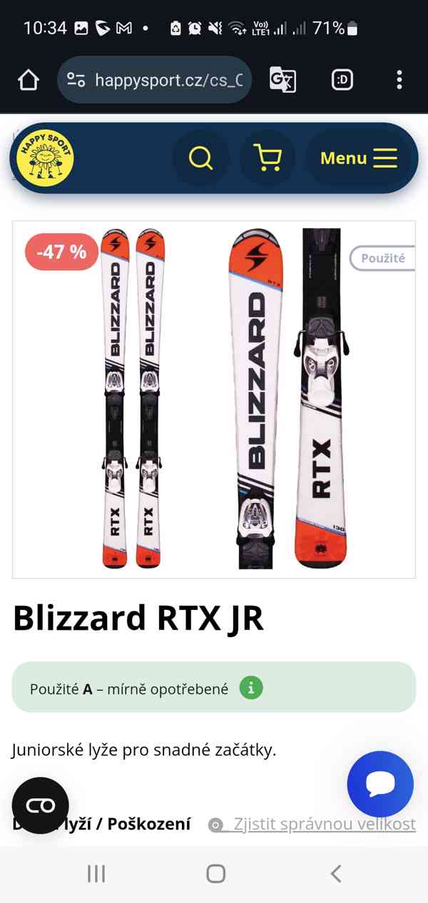 SET lyze 4-8let, Zánovní lyže Blizzard RTX JR 90cm - foto 16