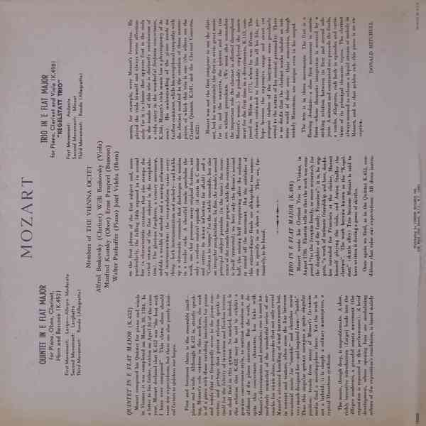 Mozart- Kvintet Es dur (K.452)/Trio Es dur (K.498) vinyl LP  - foto 2