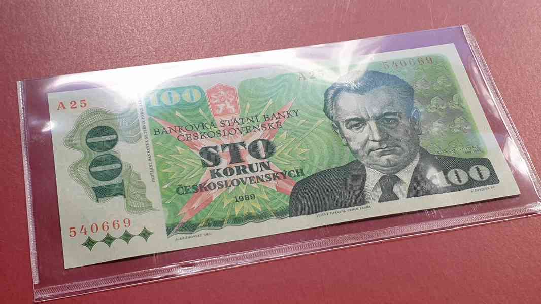 100 korun 1989 Československo špičkový stav UNC - foto 3
