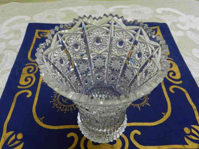 Krásná Art Deco broušená Váza z olověného skla Karlov - foto 3