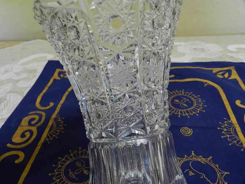 Krásná Art Deco broušená Váza z olověného skla Karlov - foto 4