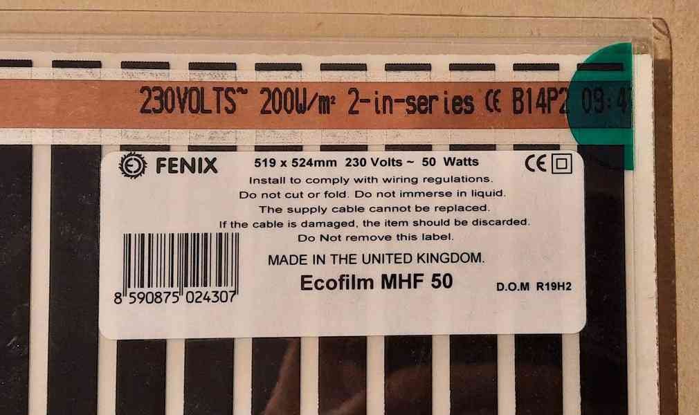 Topná fólie Fenix Ecofilm MHF 230V/50W (524 x 519 mm)  - foto 3