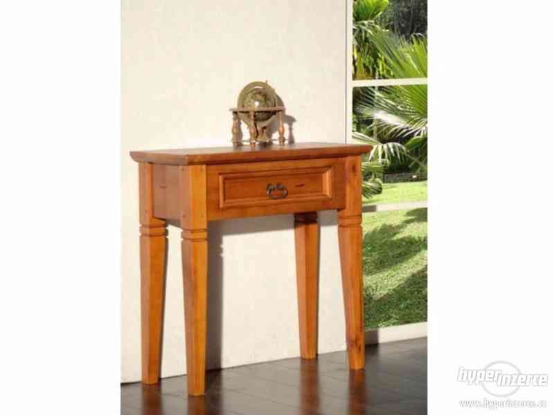 Konzolový stolek z masivu, hnědý konzolový stolek z borovice - foto 2