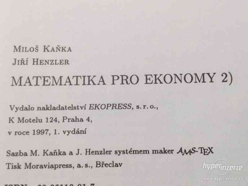 Matematika pro ekonomy 2, Kaňka, Henzler - foto 4