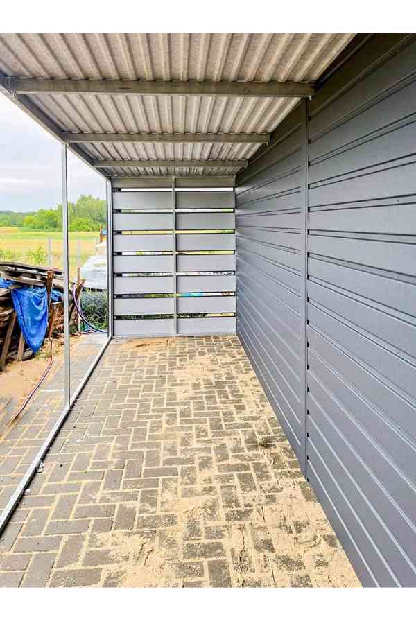 Plechova garáž 3x6m + přístřešek 1,2m - foto 4