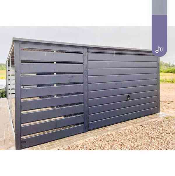 Plechova garáž 3x6m + přístřešek 1,2m - foto 3