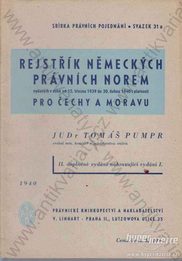 Rejstřík německých právních norem Tomáš Rumpr 1940 - foto 1