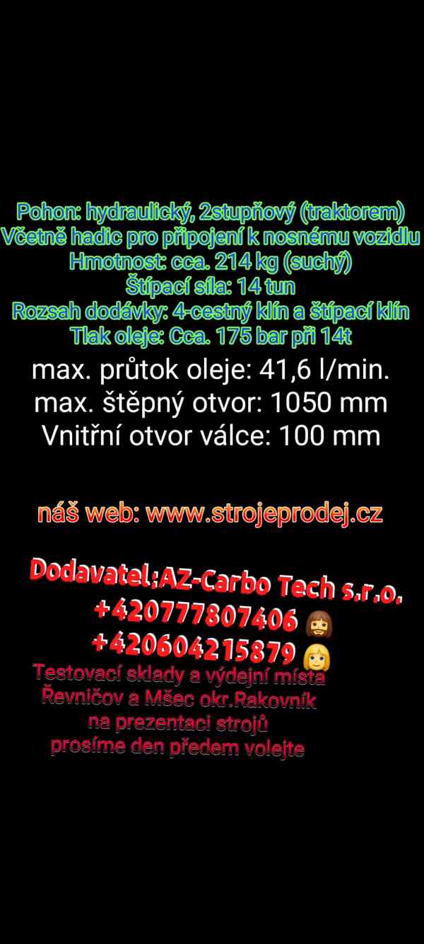 Hydraulická štípačka na traktor JANSEN TS-14L105 - 14 tun -  - foto 3