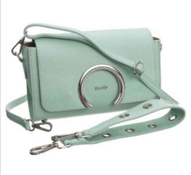 Luxusní prodloužená kožená crossbody kabelka Mint - foto 2