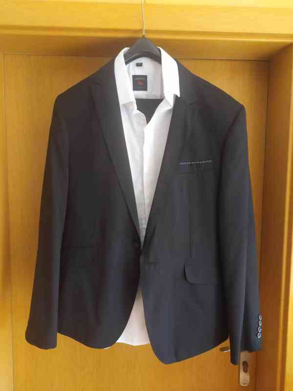 Oblek (vel. L) + společenské boty (42-43), jako nové - foto 2