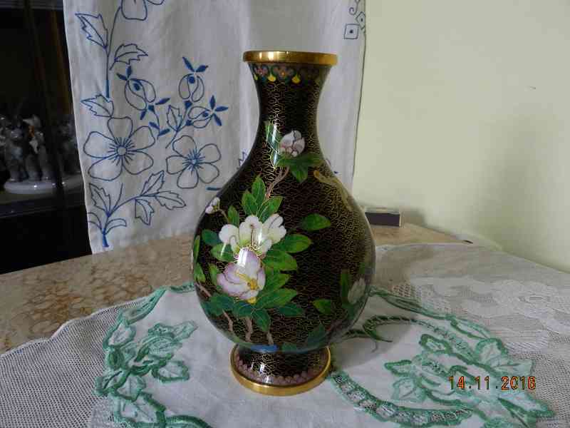 Krásná hezky zdobená Váza Cloisonne Smalt - foto 2