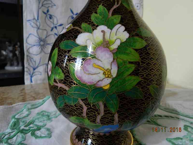 Krásná hezky zdobená Váza Cloisonne Smalt - foto 3