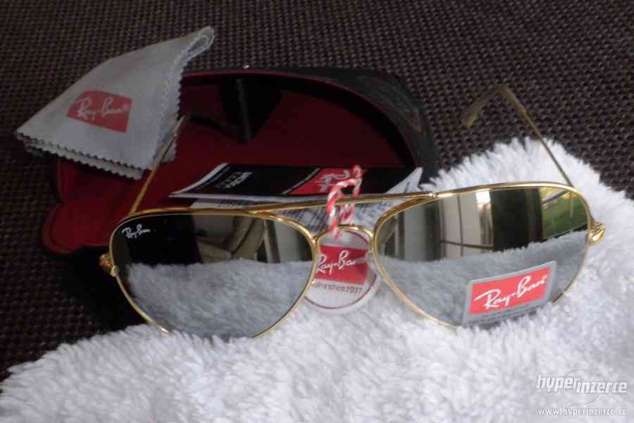 Sluneční brýle RayBan Aviator zrcadlovky zlaté obroučky - foto 2
