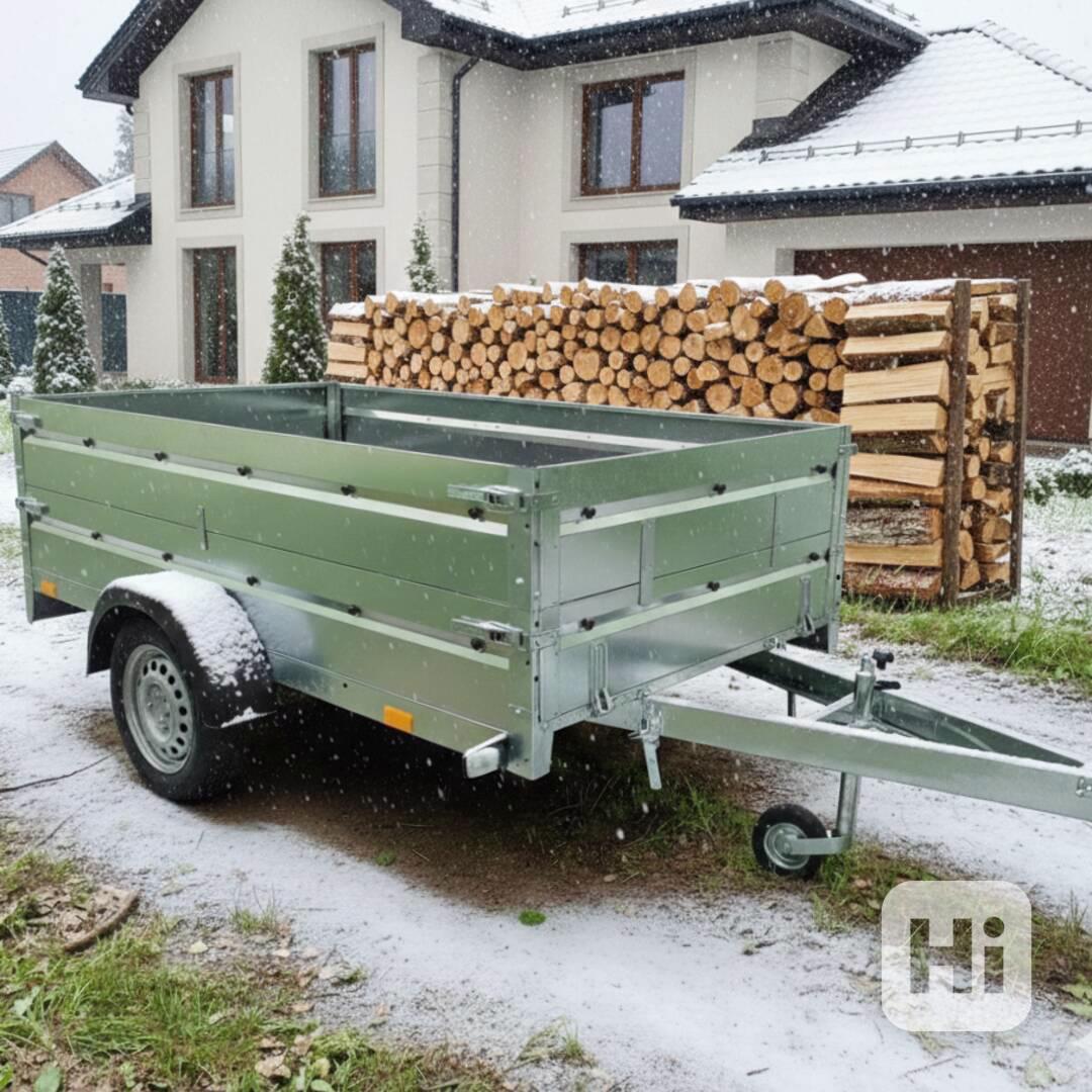 AKČNÍ CENA přívěsný vozík sklopný s nástavbou bočnic, DPH - foto 1