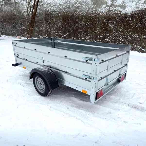 AKČNÍ CENA přívěsný vozík sklopný s nástavbou bočnic, DPH - foto 6