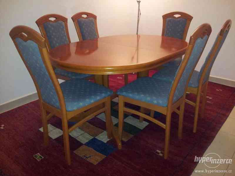 Masivní dubový stůl se 6 židlemi - foto 1