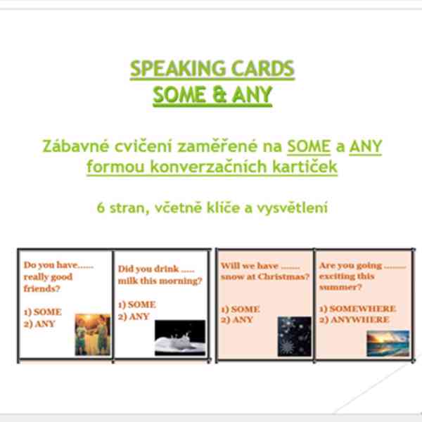 Speaking cards SOME & ANY (Konverzační cvičení zábavnou konv - foto 1
