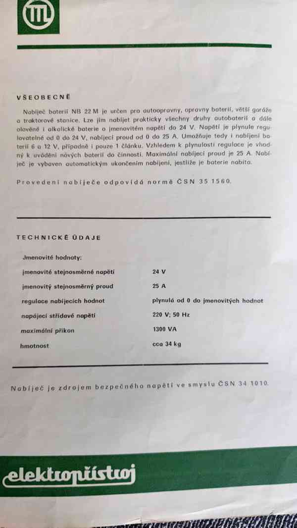 univerzální nabíječ NB 22 M; 0 až 24V / 25A - foto 5