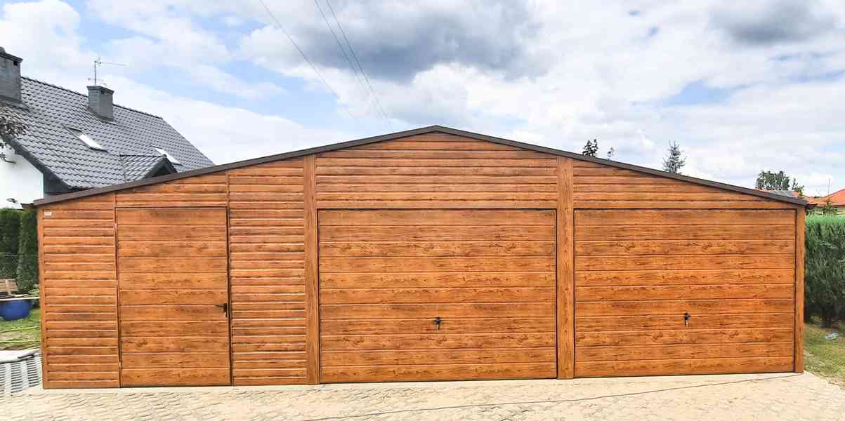 Plechová garáž 9x7m sedlová střecha 2x výklopná vrata TS265 - foto 5