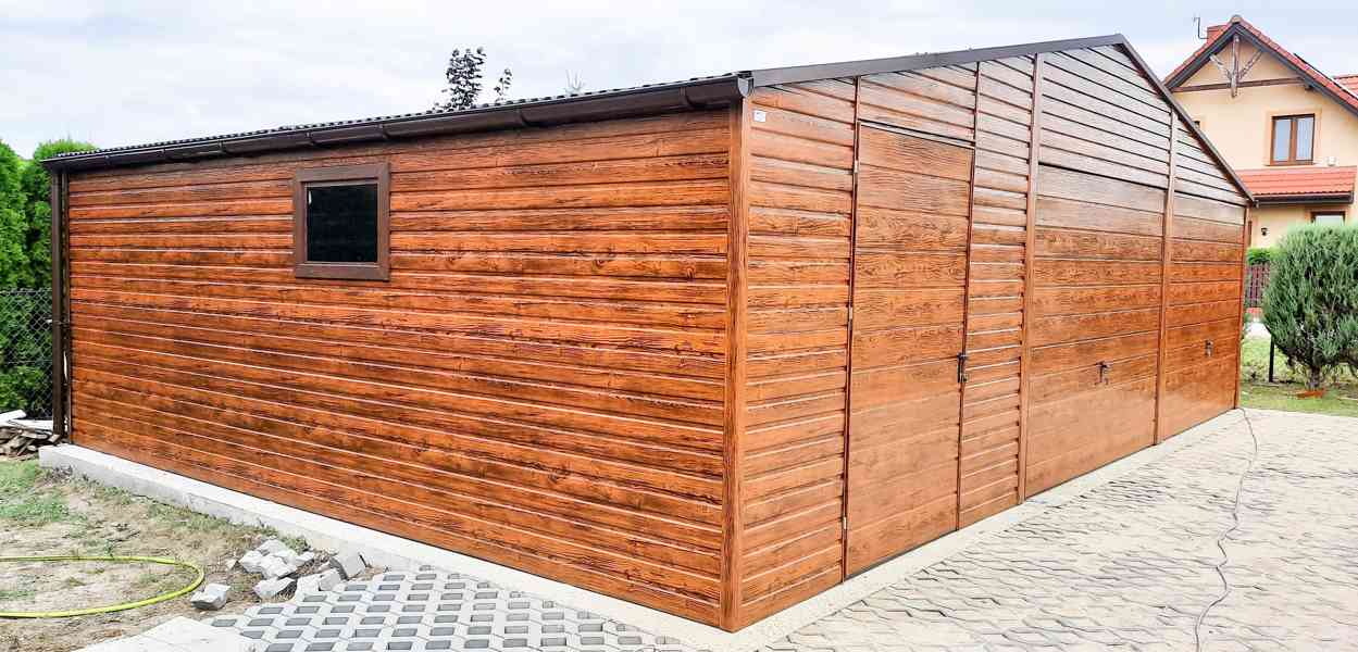 Plechová garáž 9x7m sedlová střecha 2x výklopná vrata TS265 - foto 4