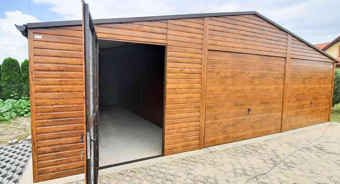 Plechová garáž 9x7m sedlová střecha 2x výklopná vrata TS265 - foto 3