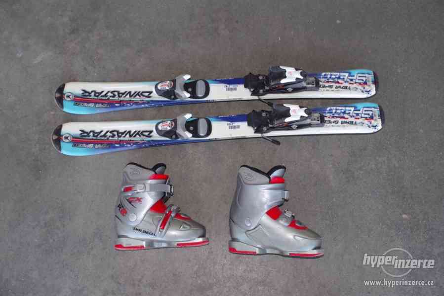 Dětské sjezdové lyže Dynastar 90cm a boty Dalbelo 19,5. - foto 1