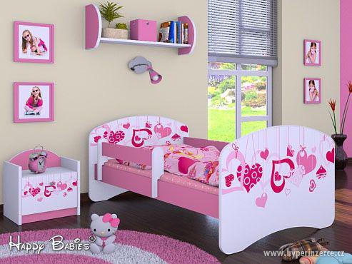 Dětská postel 180x90 cm matrace, rošt, barva růžová SKLADEM - foto 1