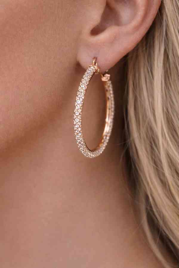 Originální kruhové náušnice Swarovski Dextera Pavé-rose gold - foto 2