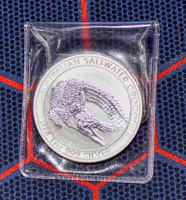 1 OZ Australian saltwater crocodile 2014 stříbrná mince