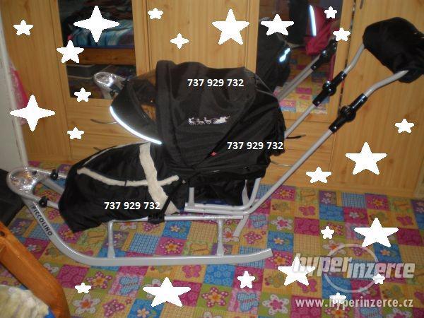 nové sáně + opěrátko + polohovací madlo + fusák+bouda - foto 1