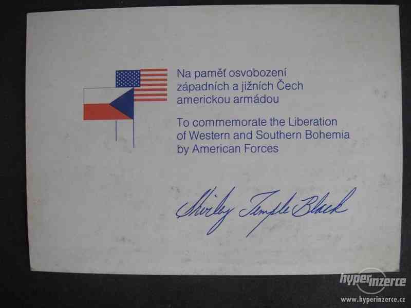 Shirley Temple podpis na vzpomínkové kartě US Army - foto 2