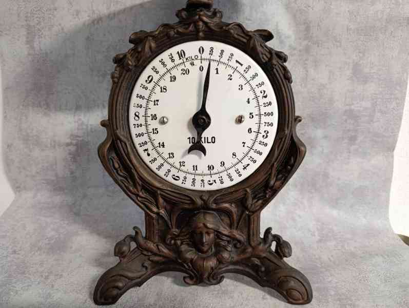 Starožitné 10kg jednomiskové váhy, figurální, do sbírky - foto 8