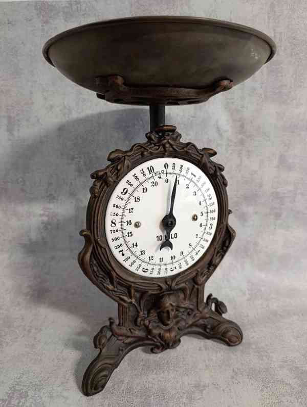 Starožitné 10kg jednomiskové váhy, figurální, do sbírky - foto 16