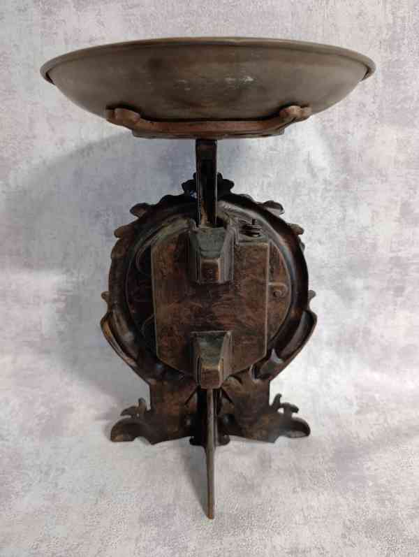 Starožitné 10kg jednomiskové váhy, figurální, do sbírky - foto 12