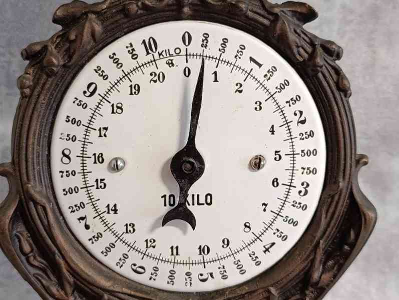 Starožitné 10kg jednomiskové váhy, figurální, do sbírky - foto 3