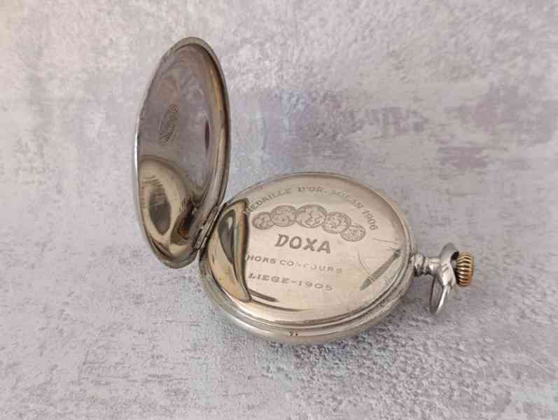 DOXA švýcarské kapesní hodinky, erotický motiv, medaile - foto 6